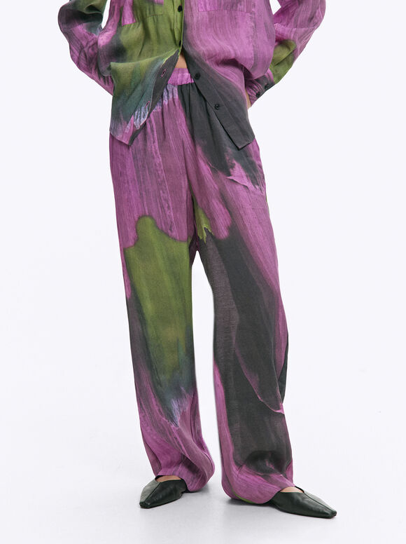Printed Pants, Multicolor, hi-res