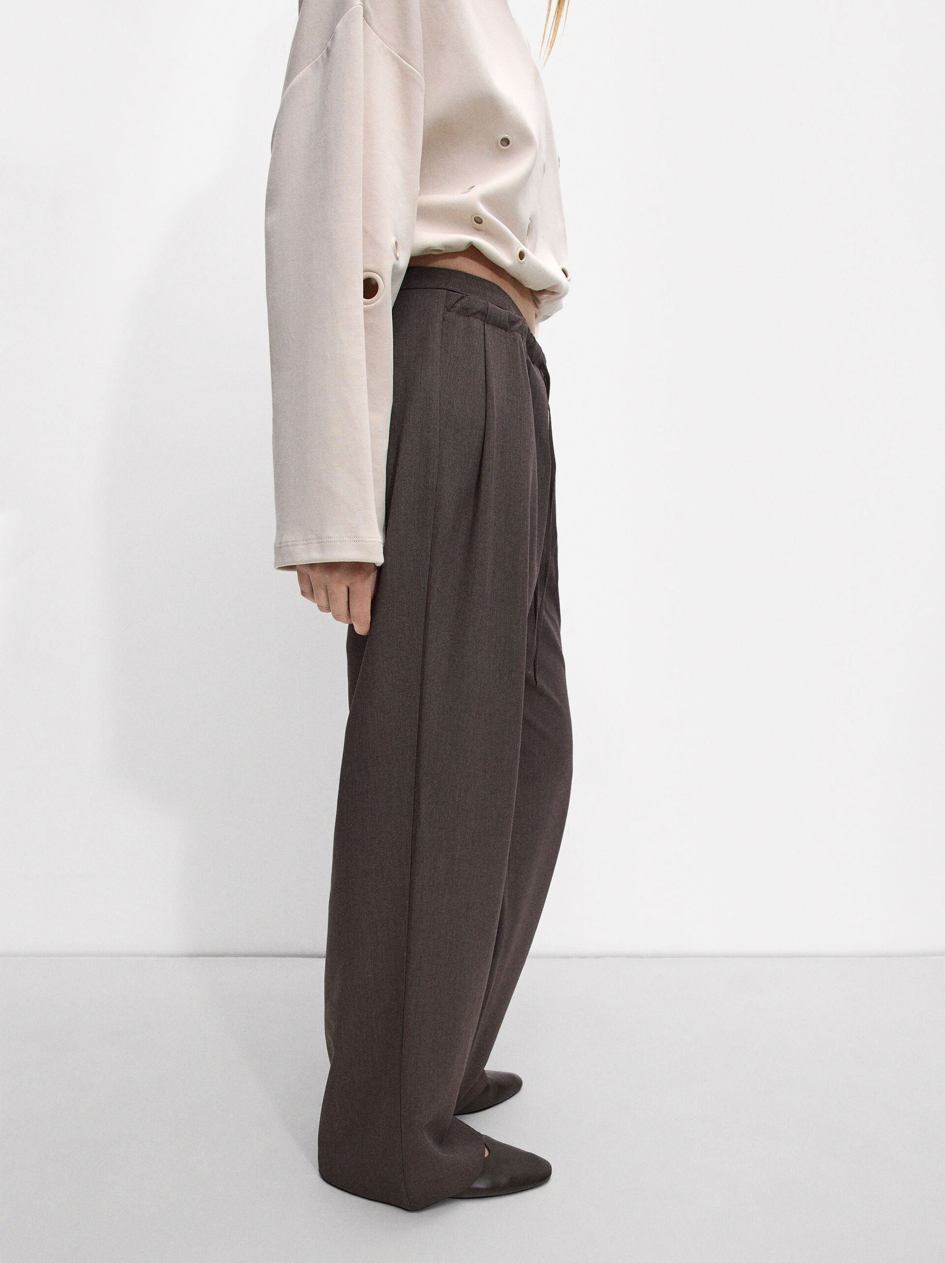 Straight wool blend trousers image number 2.0