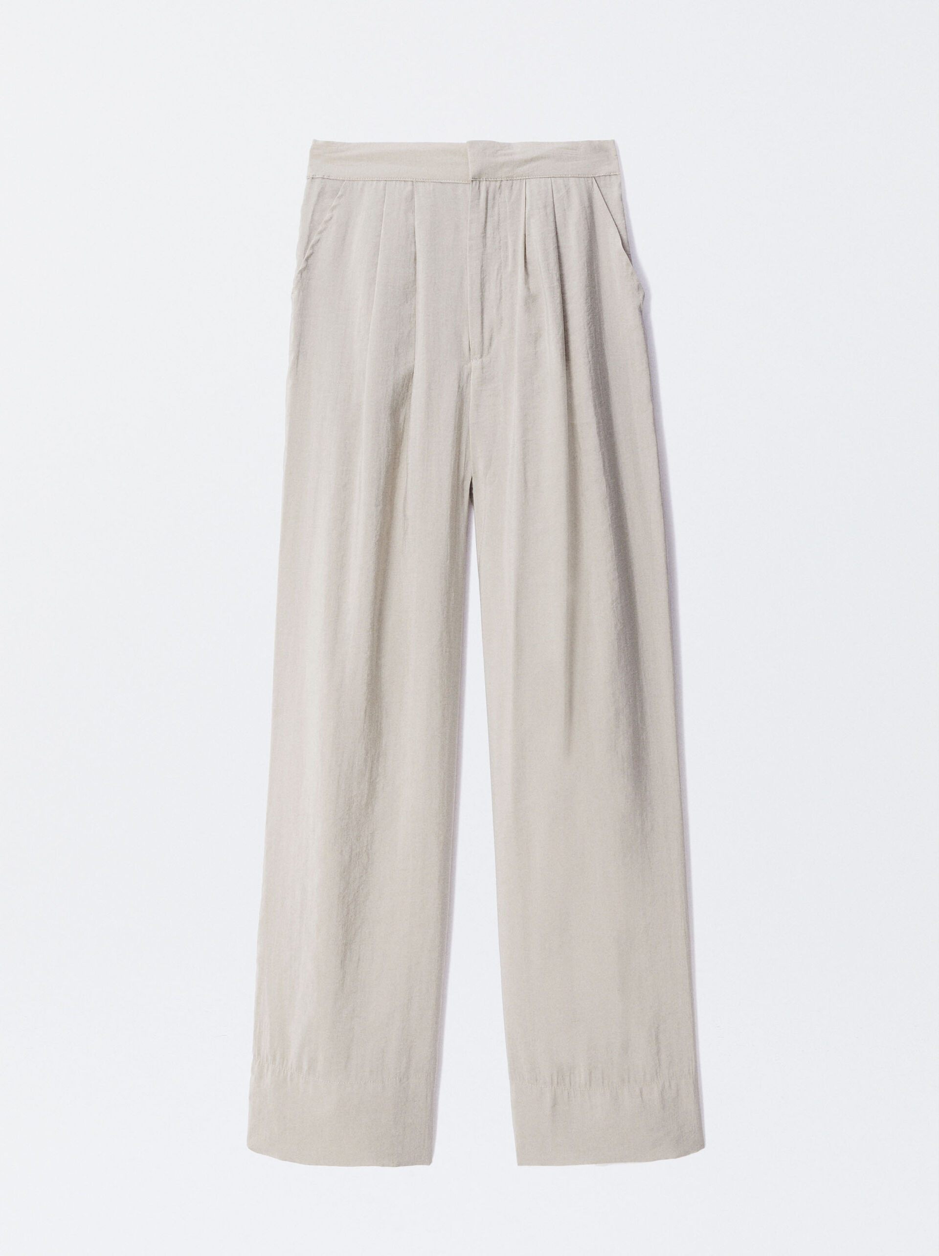 Online Exclusive - Straight Trousers With Pleats image number 5.0