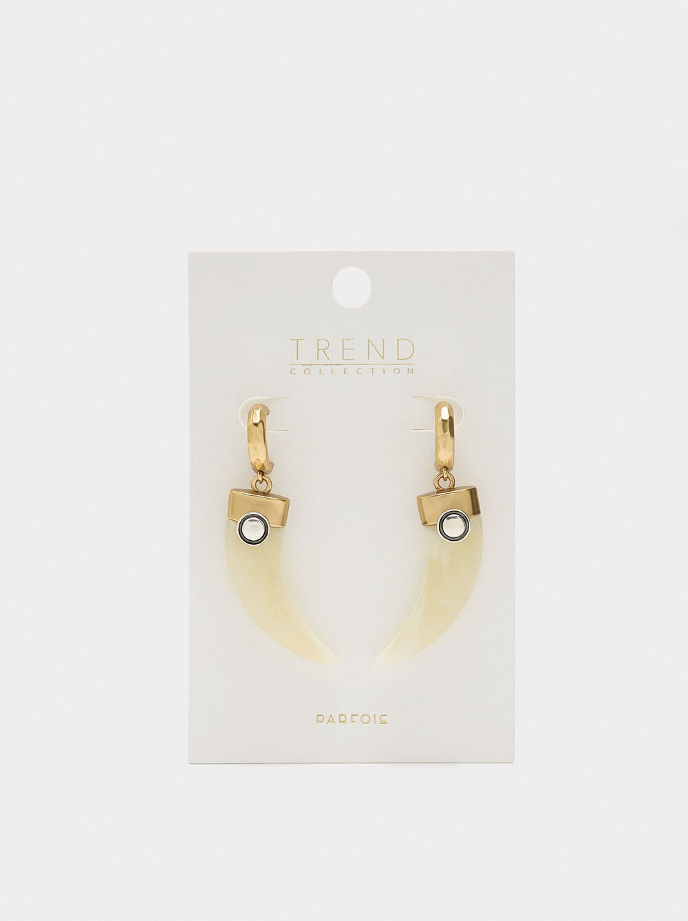 Maxi hoop earrings with horn pendant