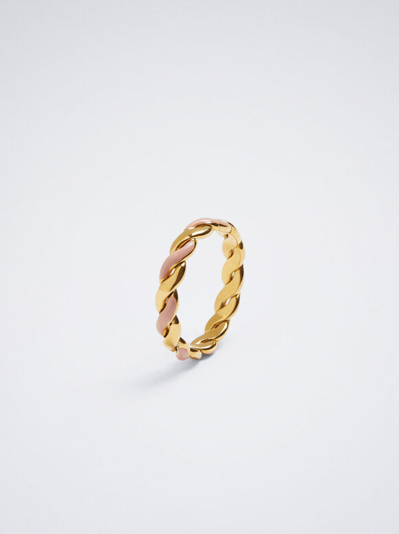 Enamel Stainless Steel Ring, Pink, hi-res