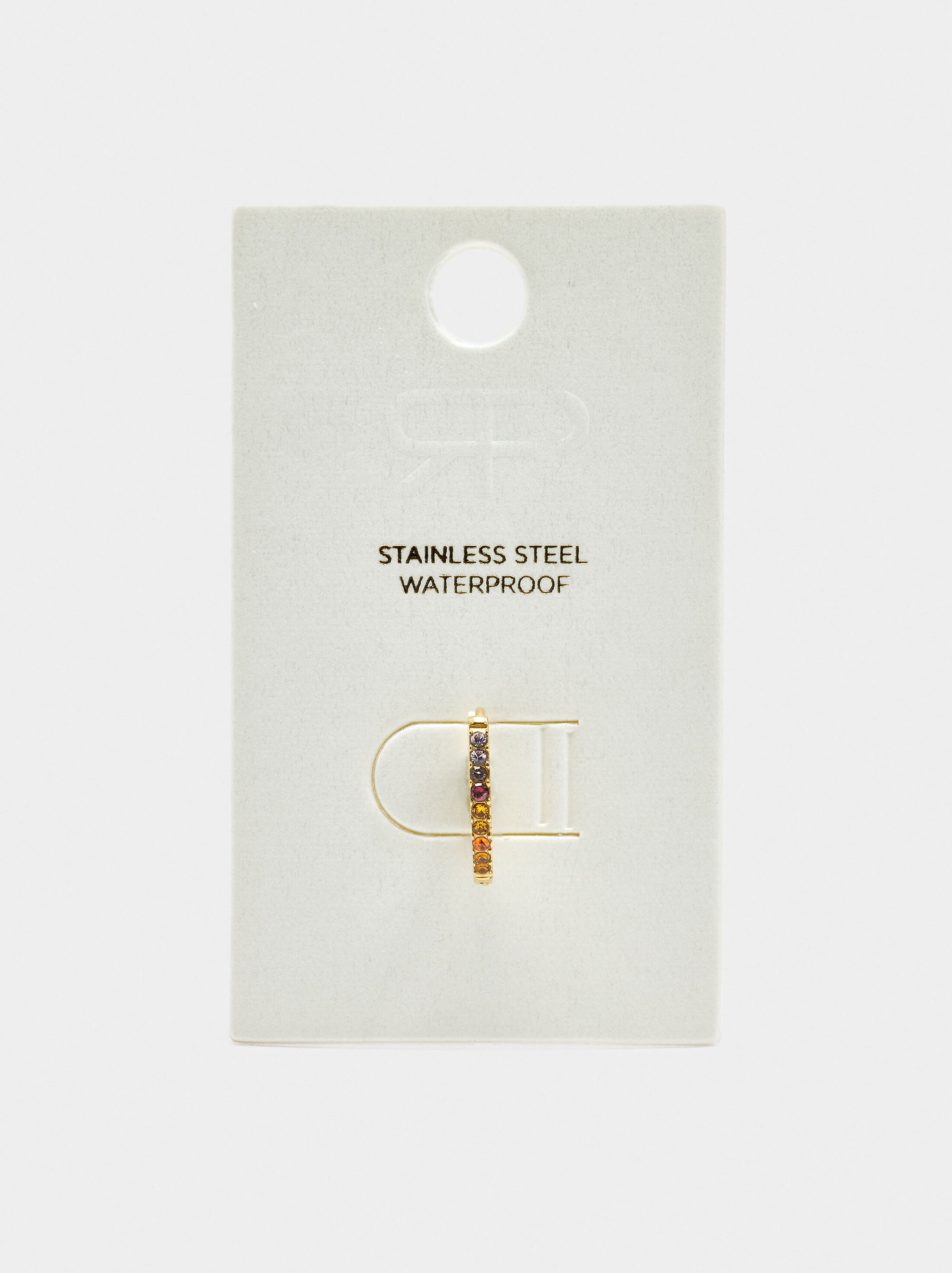 Individual hoop with multicolor crystals - stainless steel image number 2.0