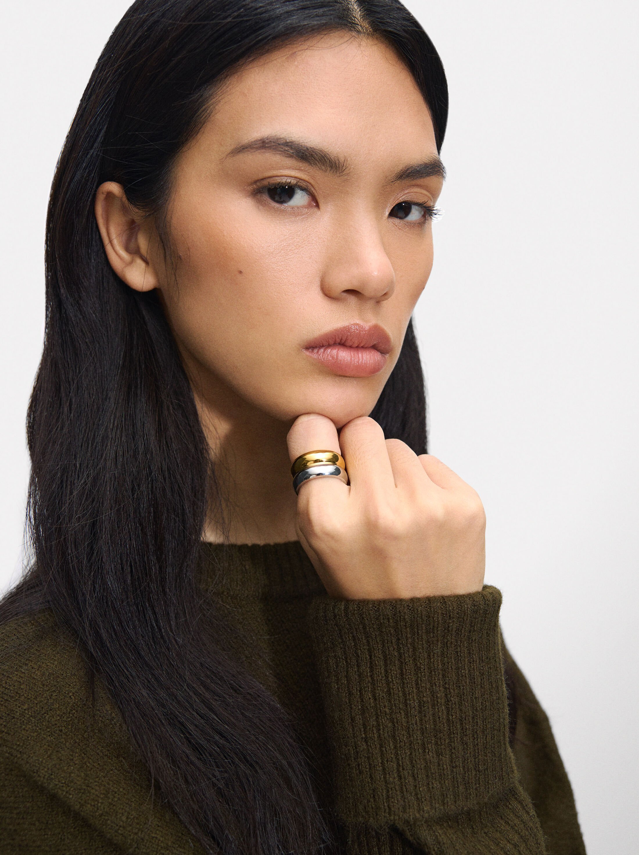 Bicolor Double Ring - Stainless Steel image number 1.0