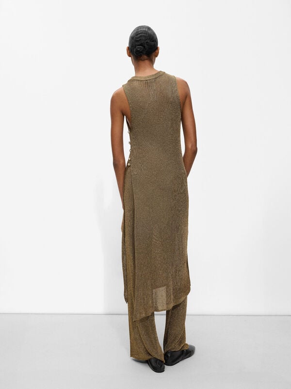 Lurex knit dress with side slit