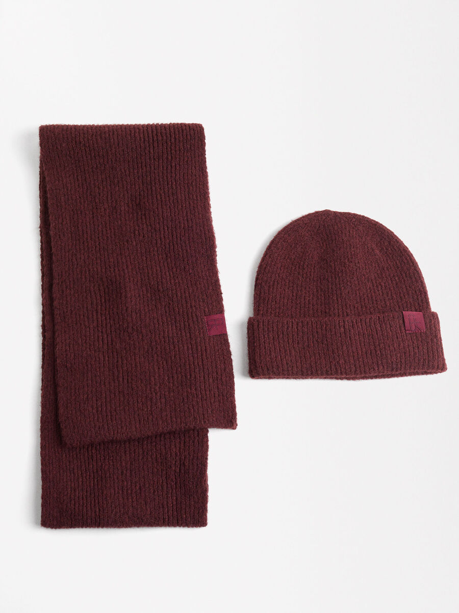 Set aus Mütze und Schal aus Wollmischung