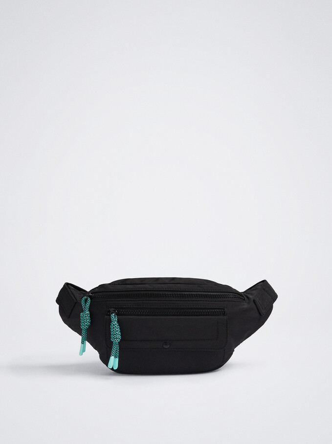 Nylon Bum Bag, Black, hi-res