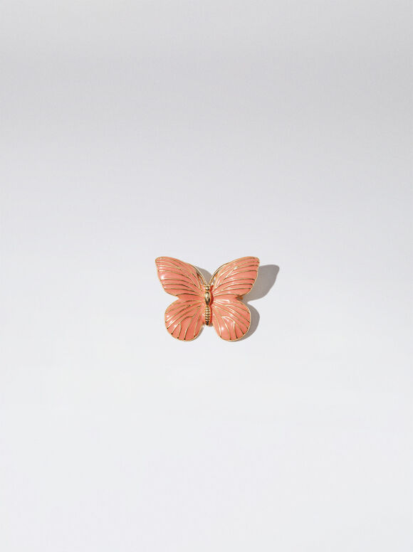 Butterfly Brooch, Pink, hi-res