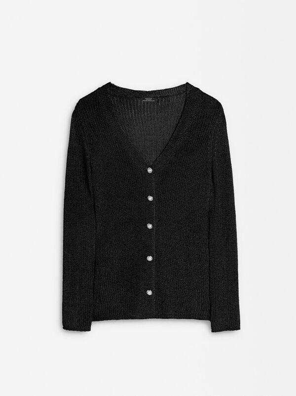 Lurex-Strickcardigan