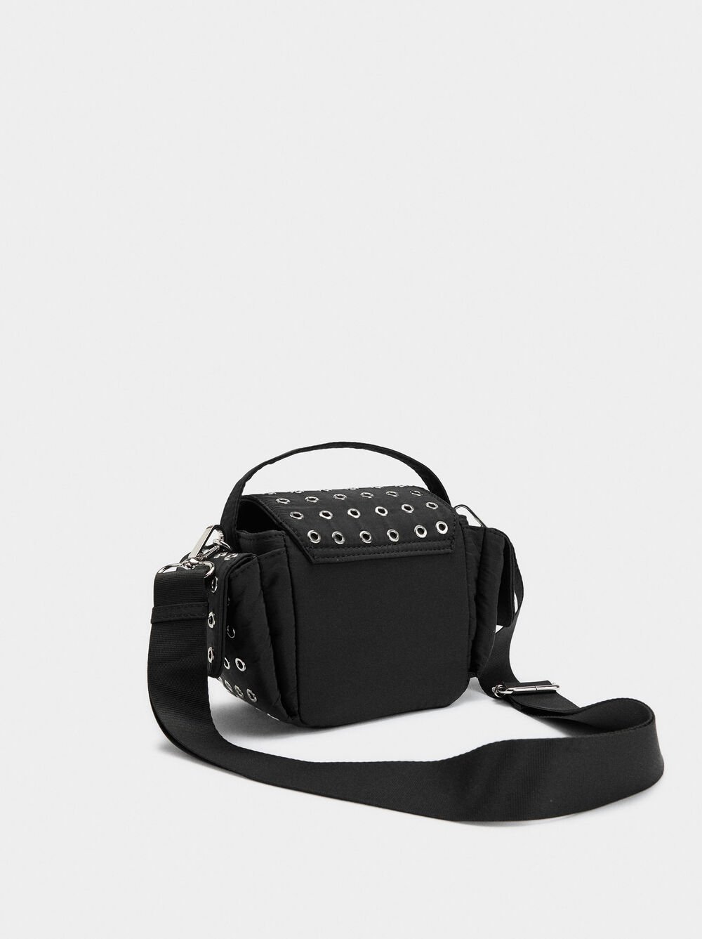 Nylon crossbody bag with studs
