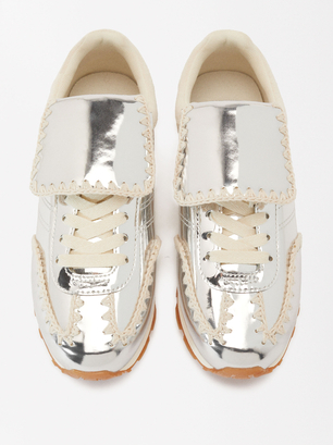 Online Exclusive - Metallized Sports Shoes, Silver, hi-res