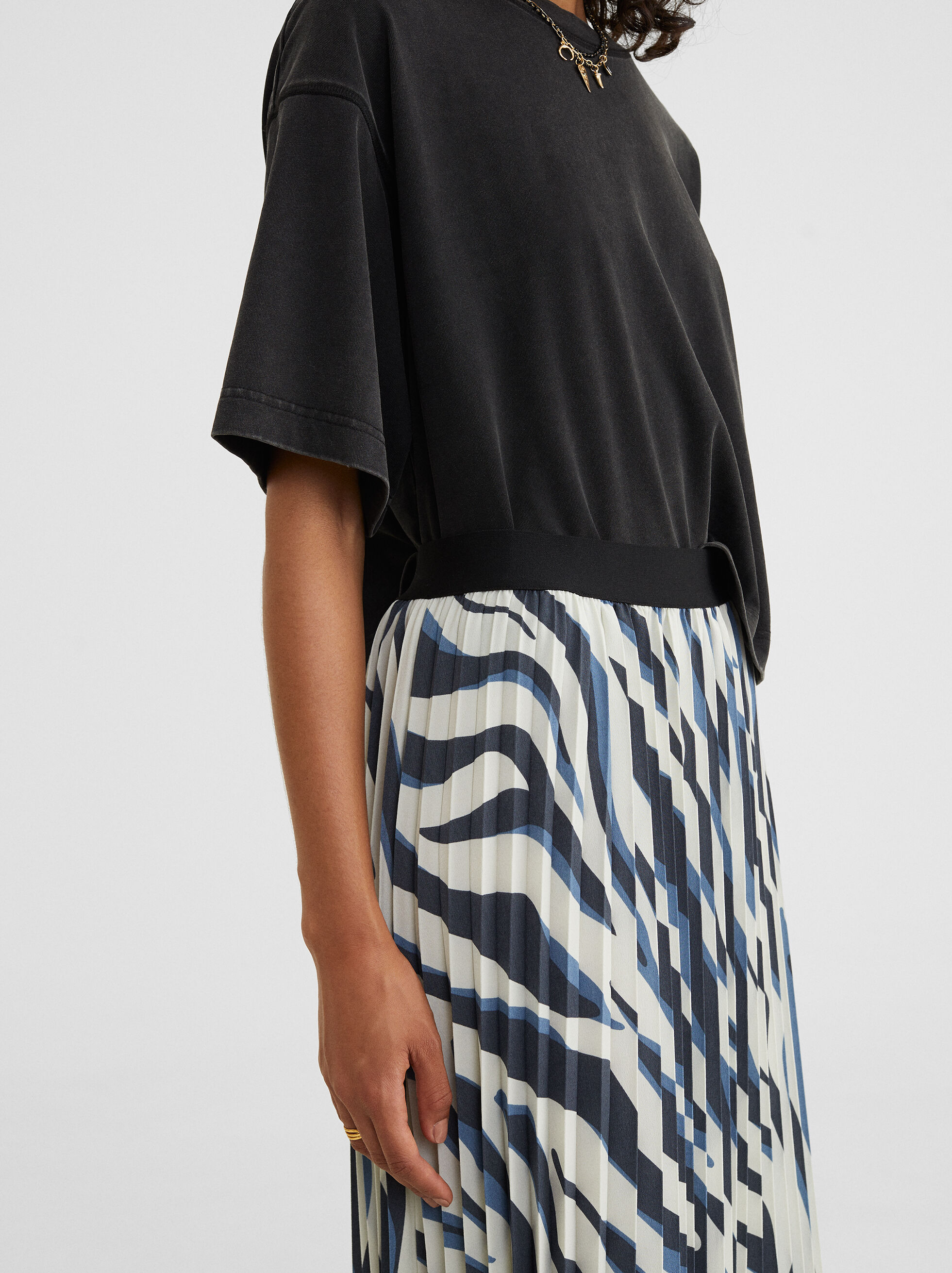 blue animal print skirt