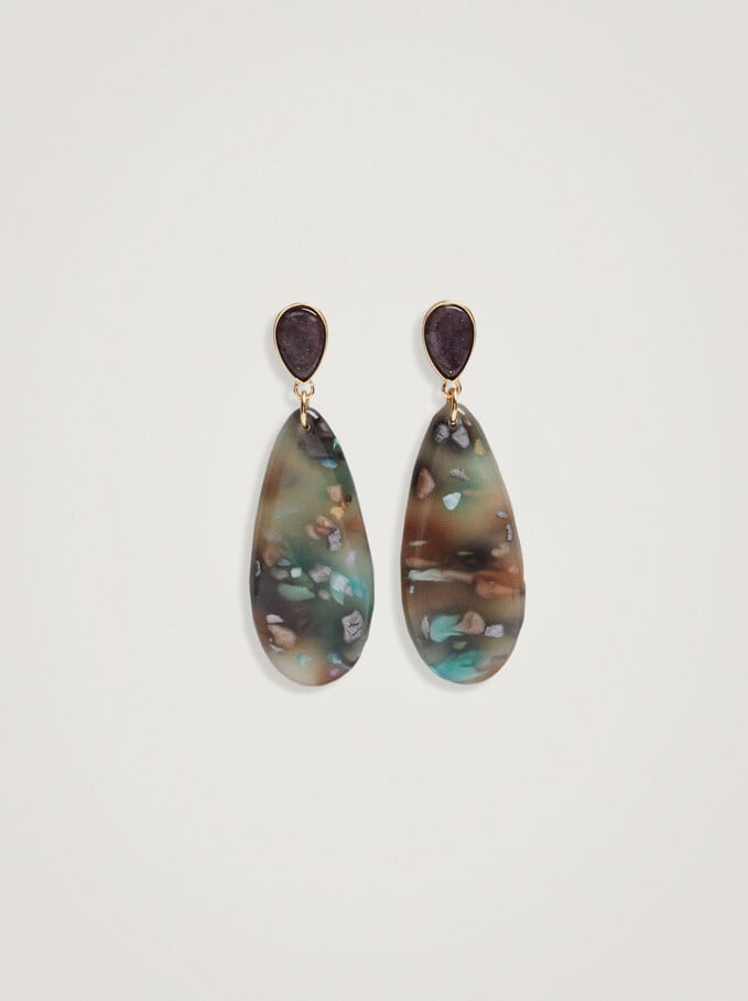 Long Earrings With Resin, Multicolor, hi-res