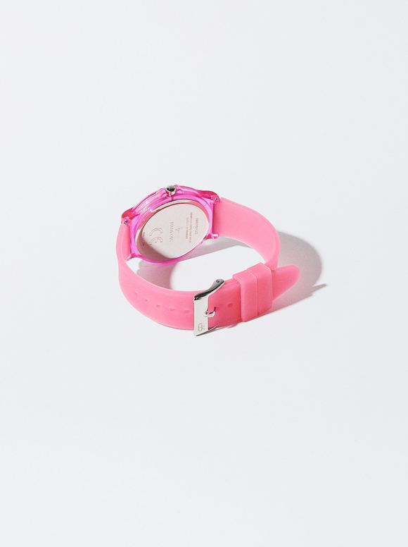 Uhr Mit Armband Aus Silikon, Rosa, hi-res