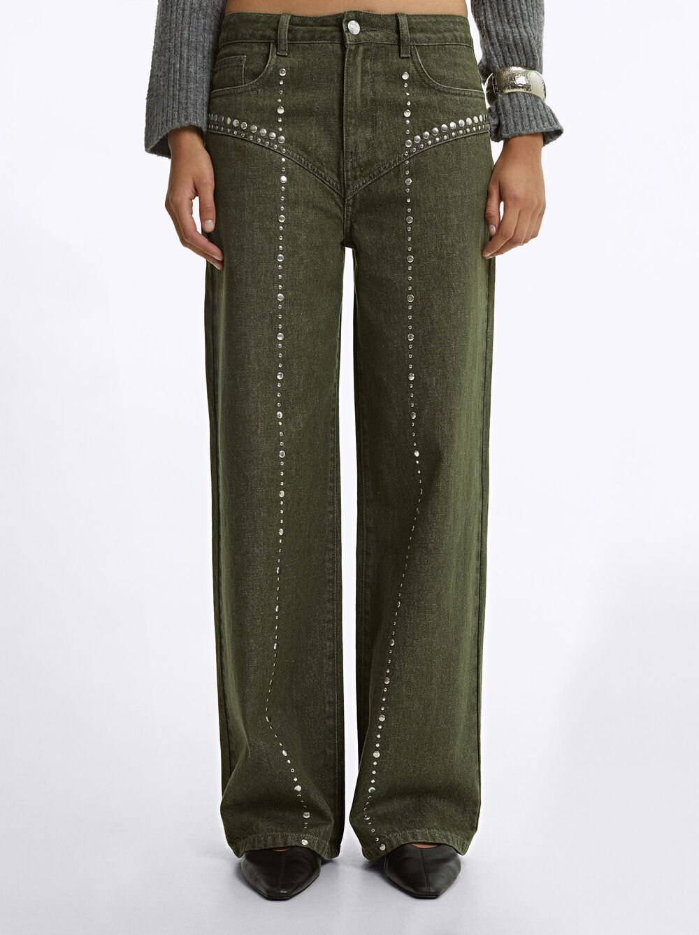 Cotton Pants With Studs