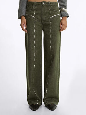 Cotton Pants With Studs image number 2.0