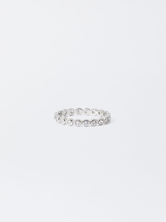 925 Silver Ring With Zirconia, White, hi-res