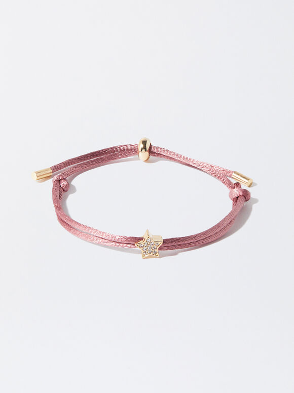 Adjustable Bracelet With Charm, Pink, hi-res