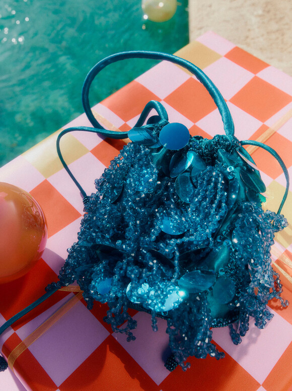 Party Handbag With Sequins, Blue, hi-res
