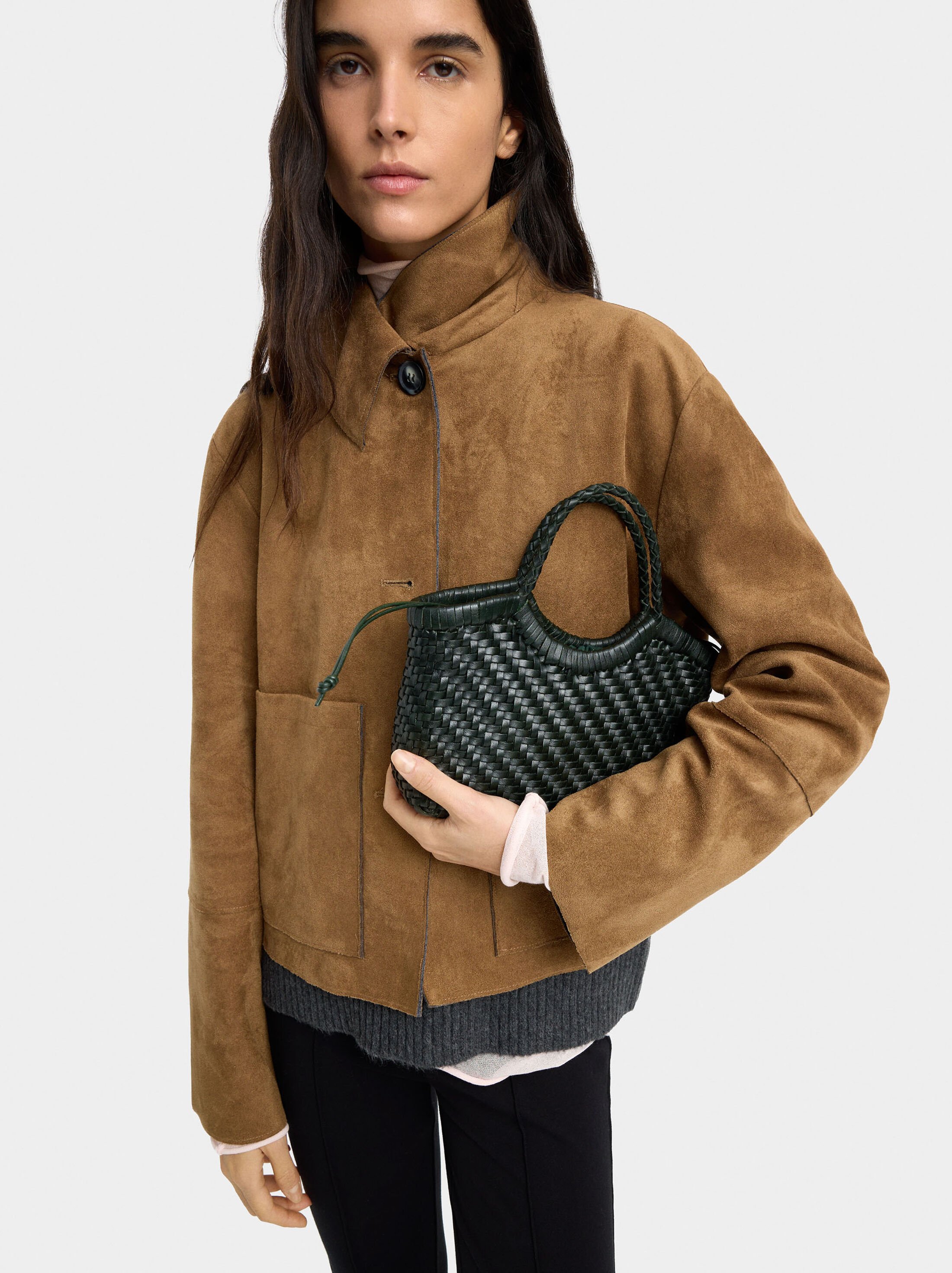 Tote bag with braided leather image number 1.0