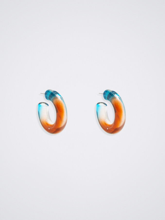 Resin Hoop Earrings, Multicolor, hi-res