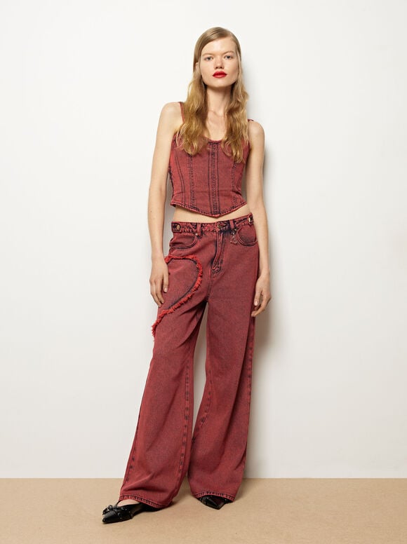 Online Exclusive - Heart Jeans, Red, hi-res
