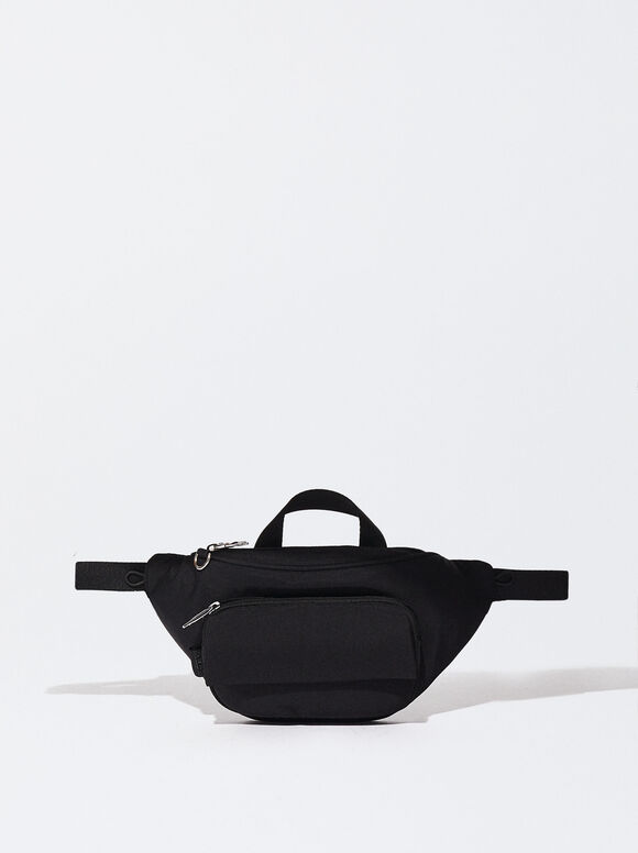 Nylon Bum Bag, Black, hi-res