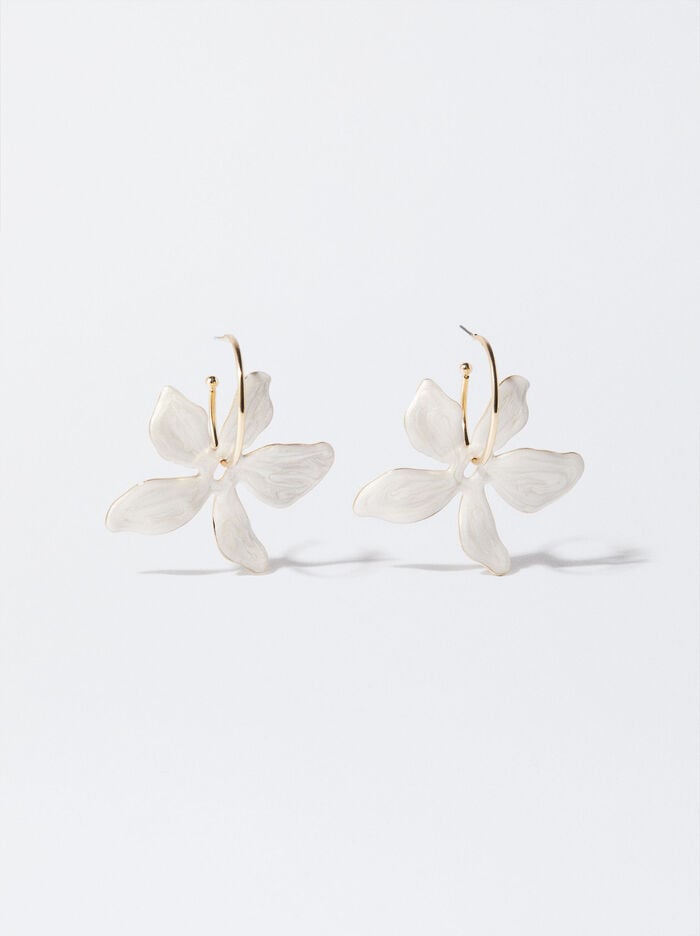 Enamel Flower Hoops Earrings