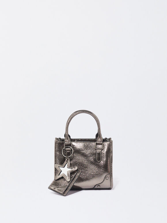 Metallic Tote Bag, Silver, hi-res