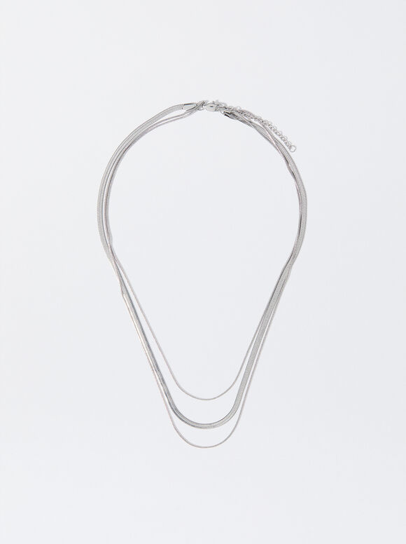 Steel Necklace Set, Silver, hi-res