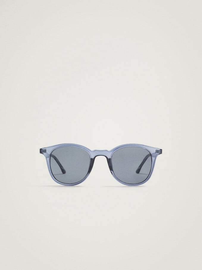 Okrągłe Okulary Przeciwsloneczne , Niebieski, hi-res