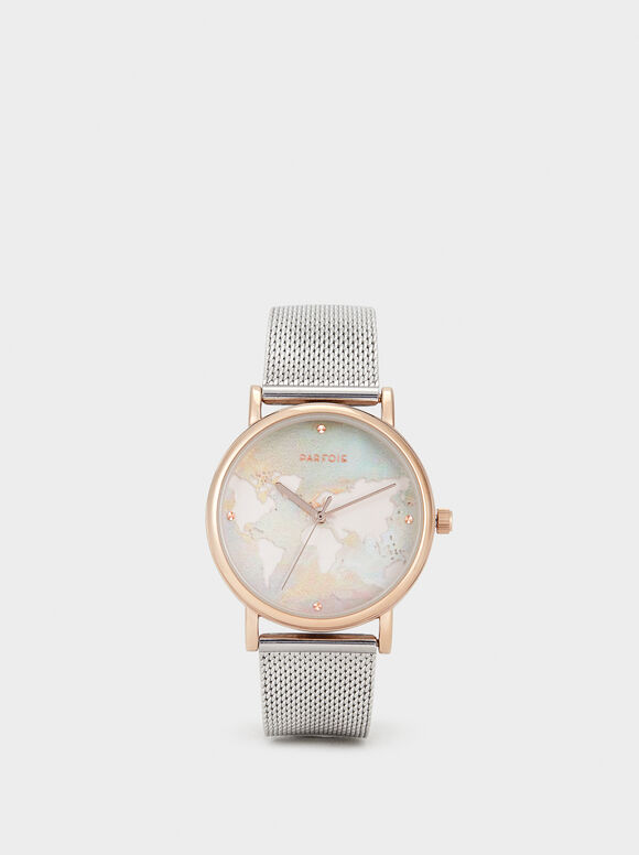 Anzai Elegante hardware Reloj Esfera Mapamundi - Plateado - Mujer - Ver Todo - parfois.com