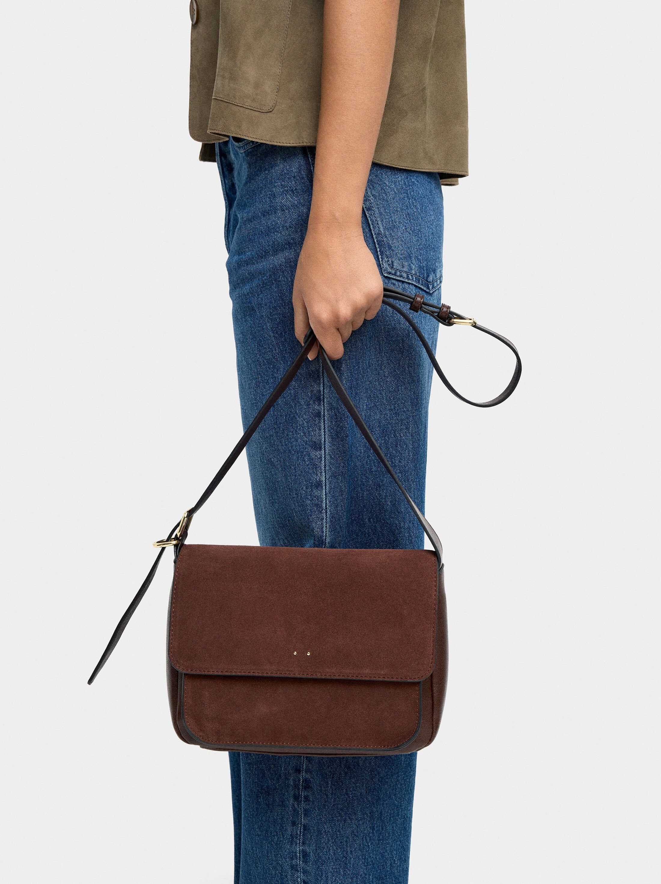 Crossbody bag with leather details image number 1.0