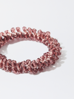 Hair Elastic With Crystals, Pink, hi-res