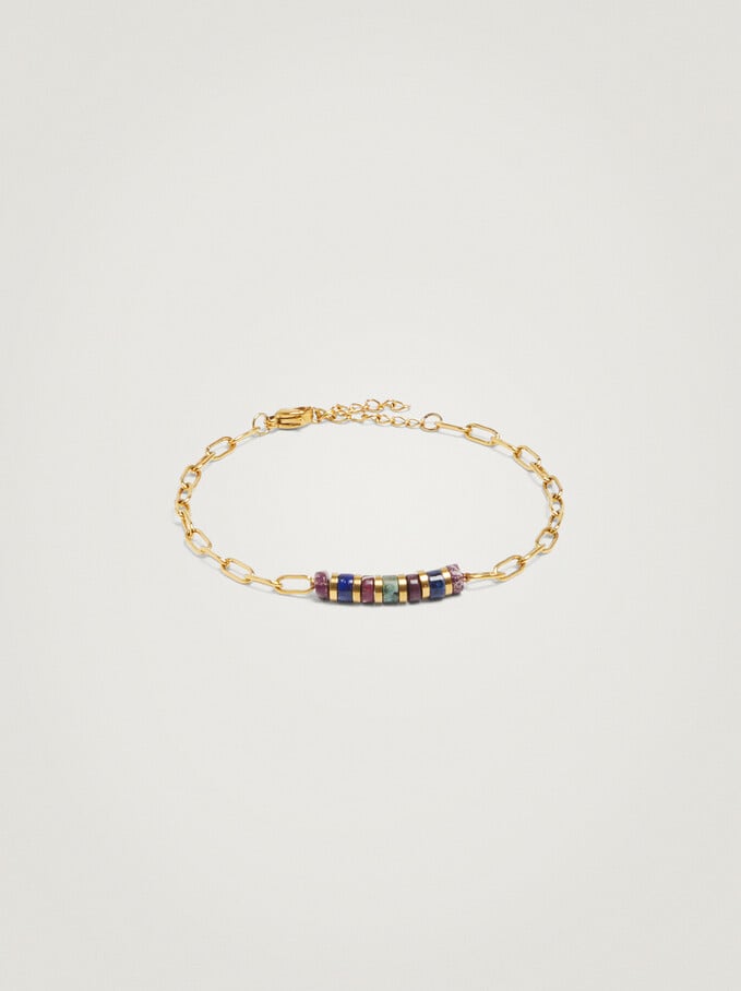 Steel Bracelet With Semiprecious Stone, Multicolor, hi-res