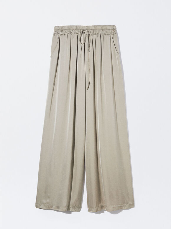 Loose-Fitting Trousers With Elastic Waistband, Grey, hi-res