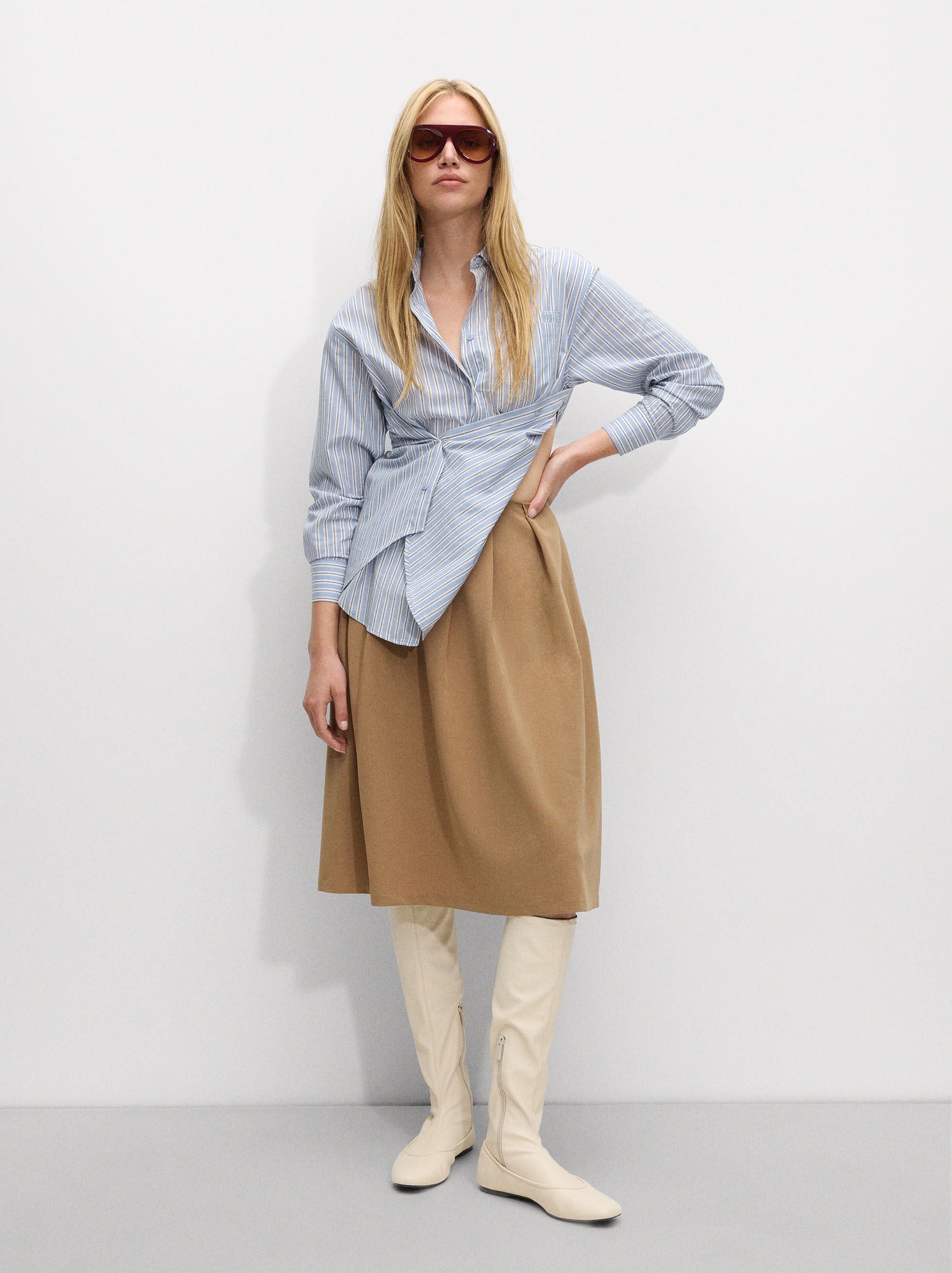 Jupe Midi En Melange De Laine Noir Parfois