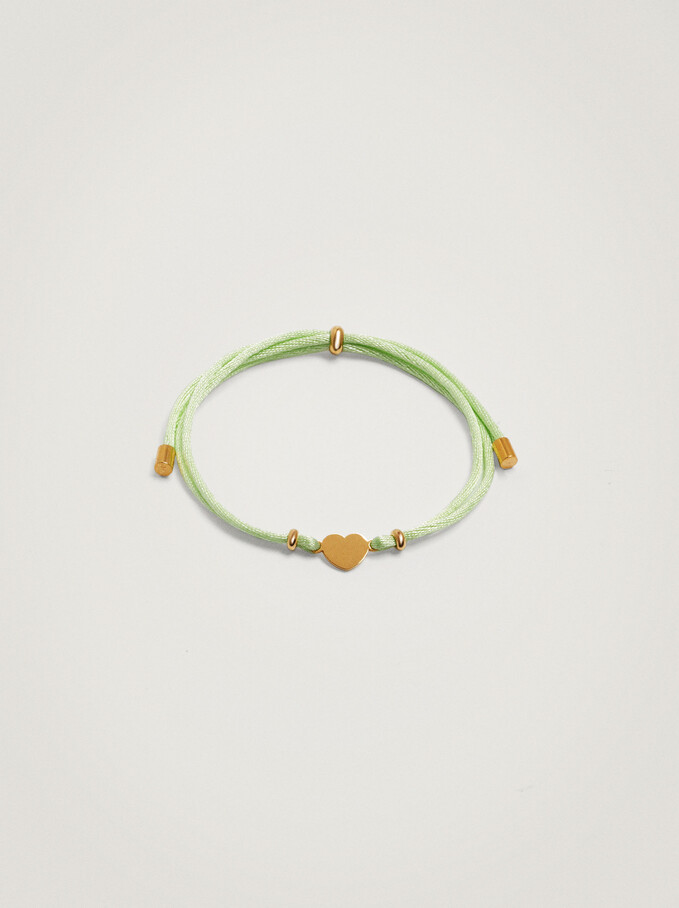 Steel Bracelet With Heart, Green, hi-res