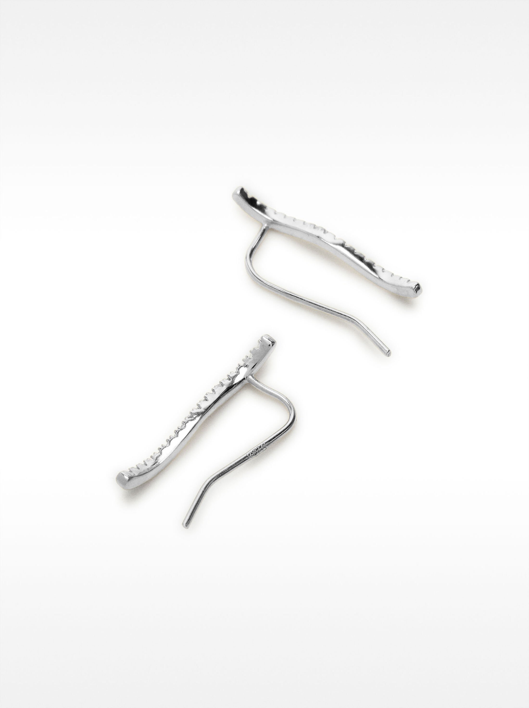 Wave earrings with cubic zirconia - 925 sterling silver image number 2.0