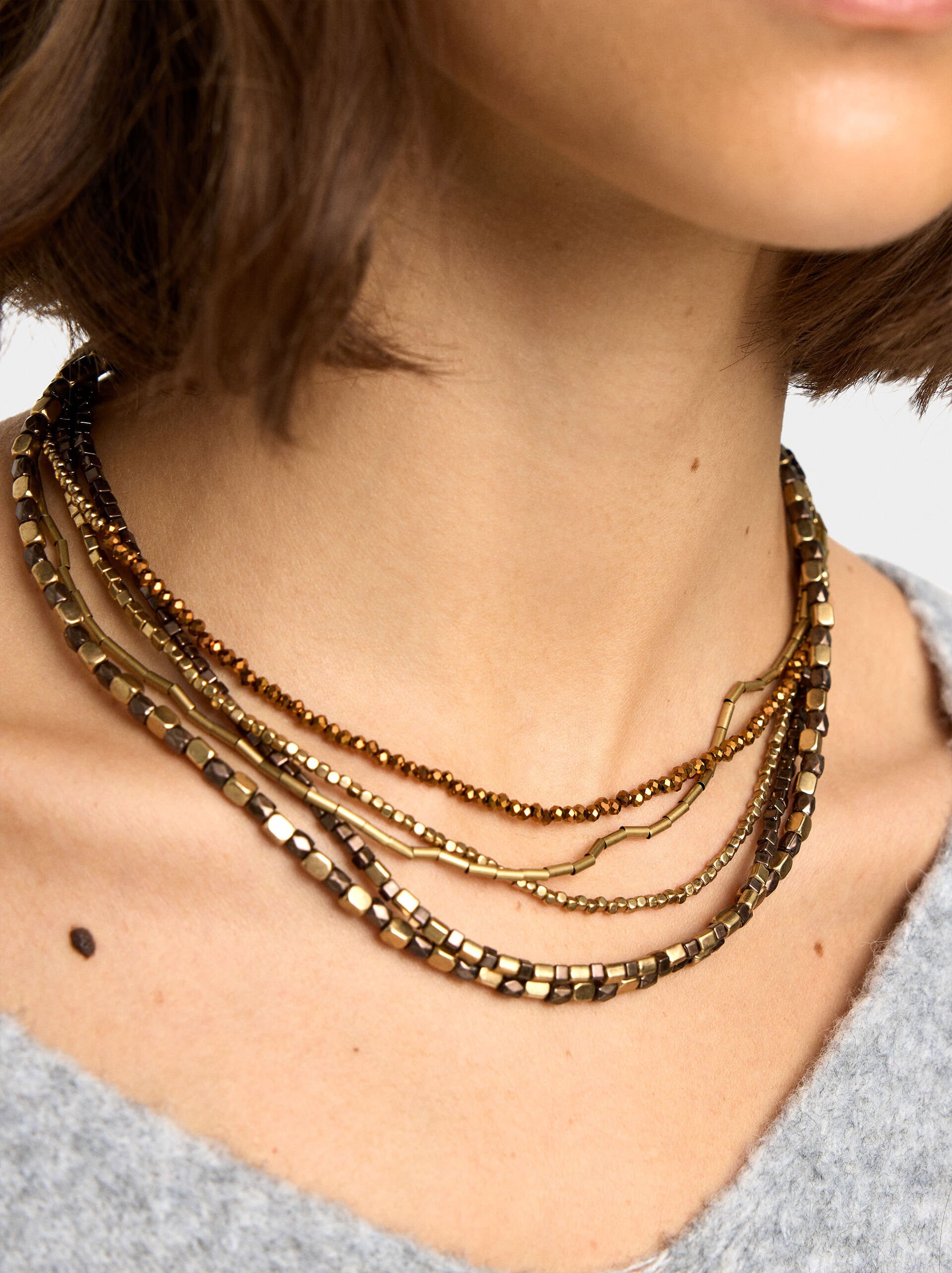 Short beaded multi-necklace image number 1.0