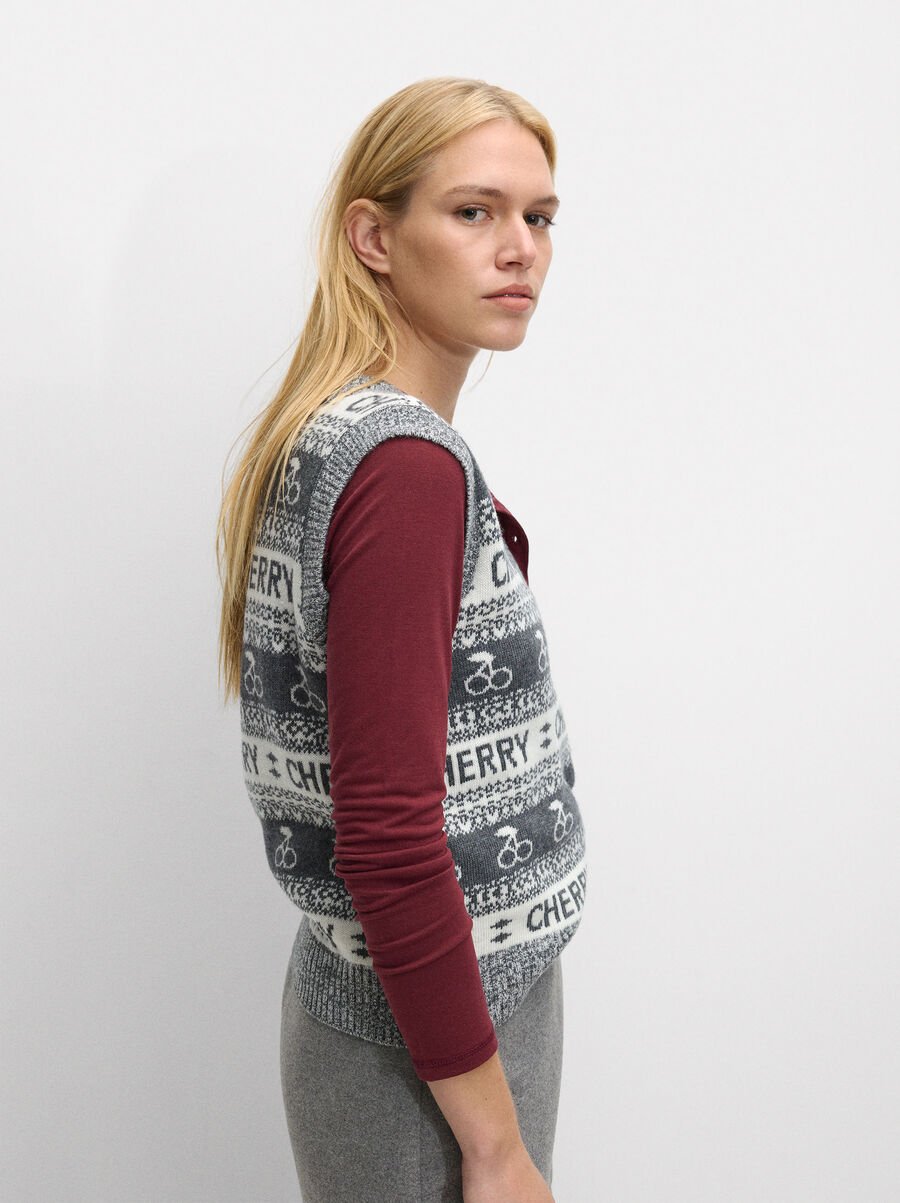 Printed knit vest