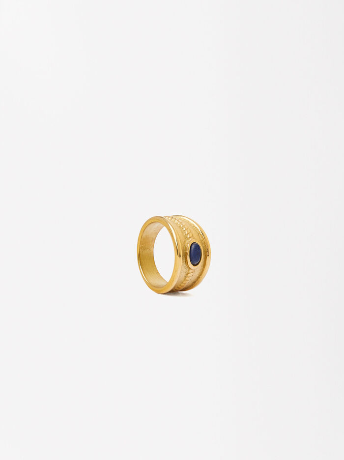 Golden Stone Ring - Stainless Steel