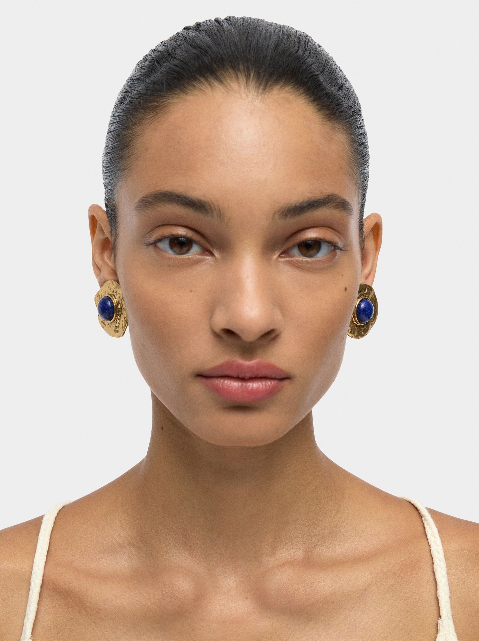 Pendientes redondos con piedras image number 0.0