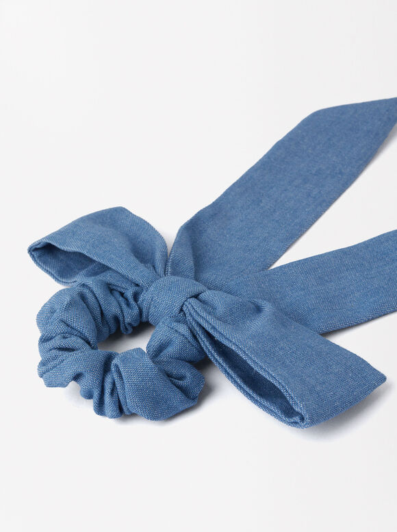 Scrunchie With A Bow, Blue, hi-res