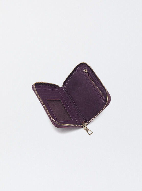 Coin Purse With Zip Fastening, Bordeaux, hi-res