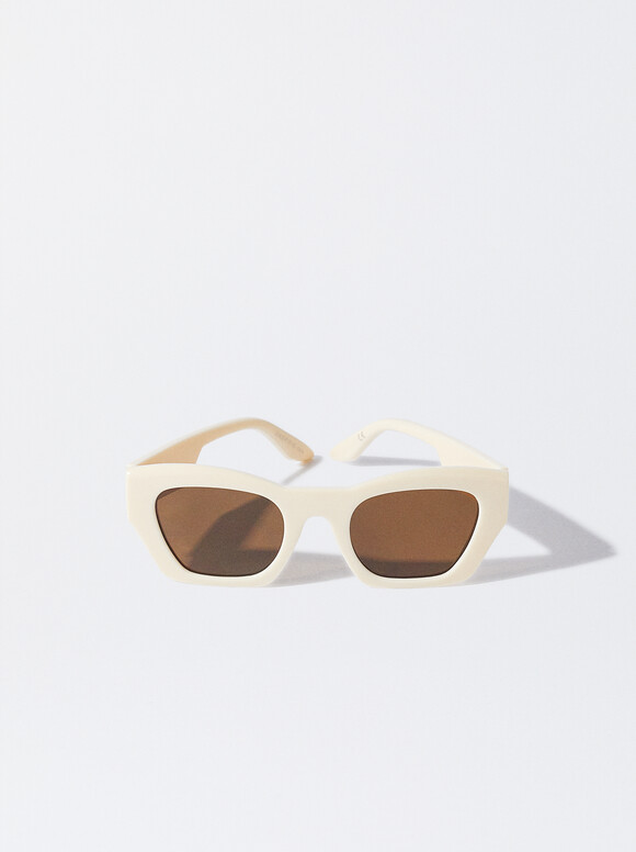 Sunglasses With Resin Frame, White, hi-res