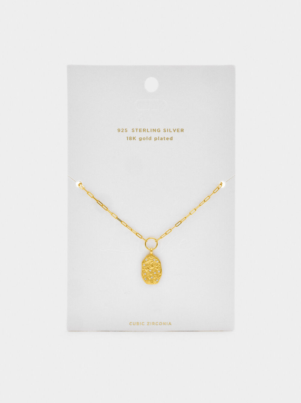 Necklace of links with irregular pendant - 925 sterling silver