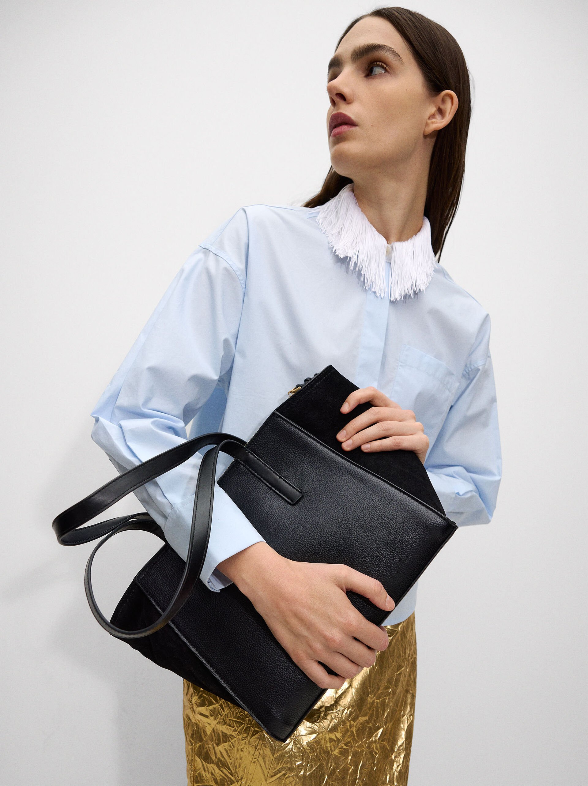 Shopper-Tasche mit Leder image number 0.0