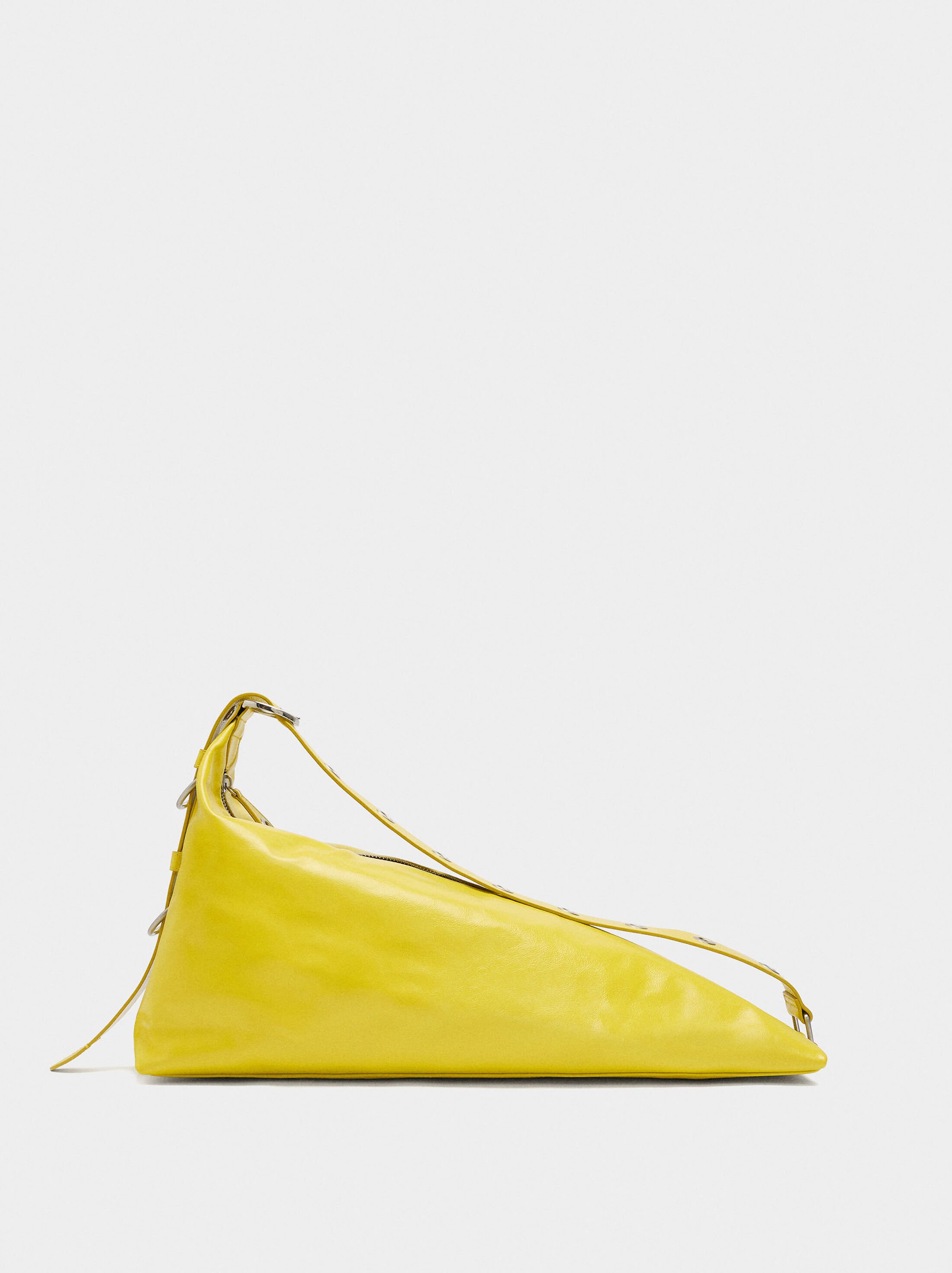 Asymmetric leather shoulder bag image number 3.0