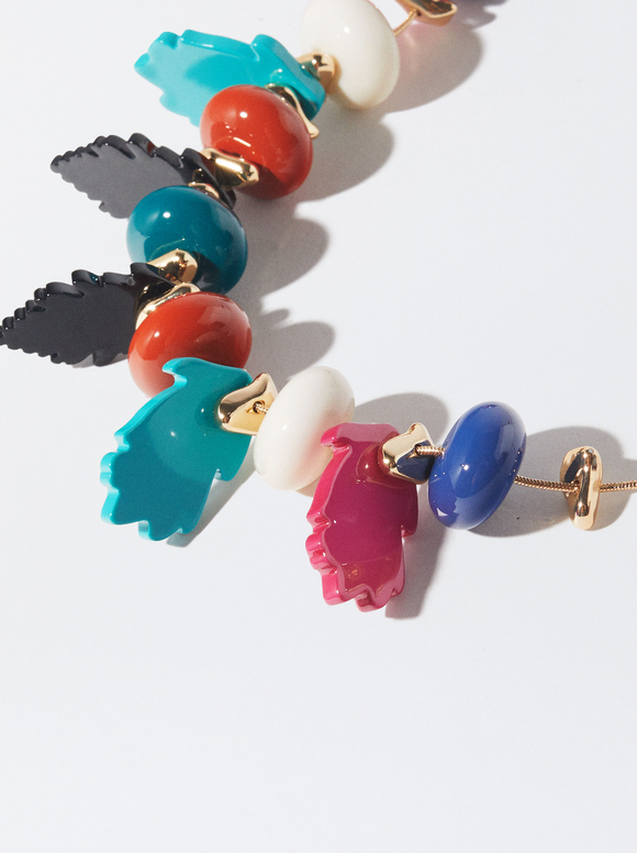 Multicoloured Resin Necklace, Multicolor, hi-res