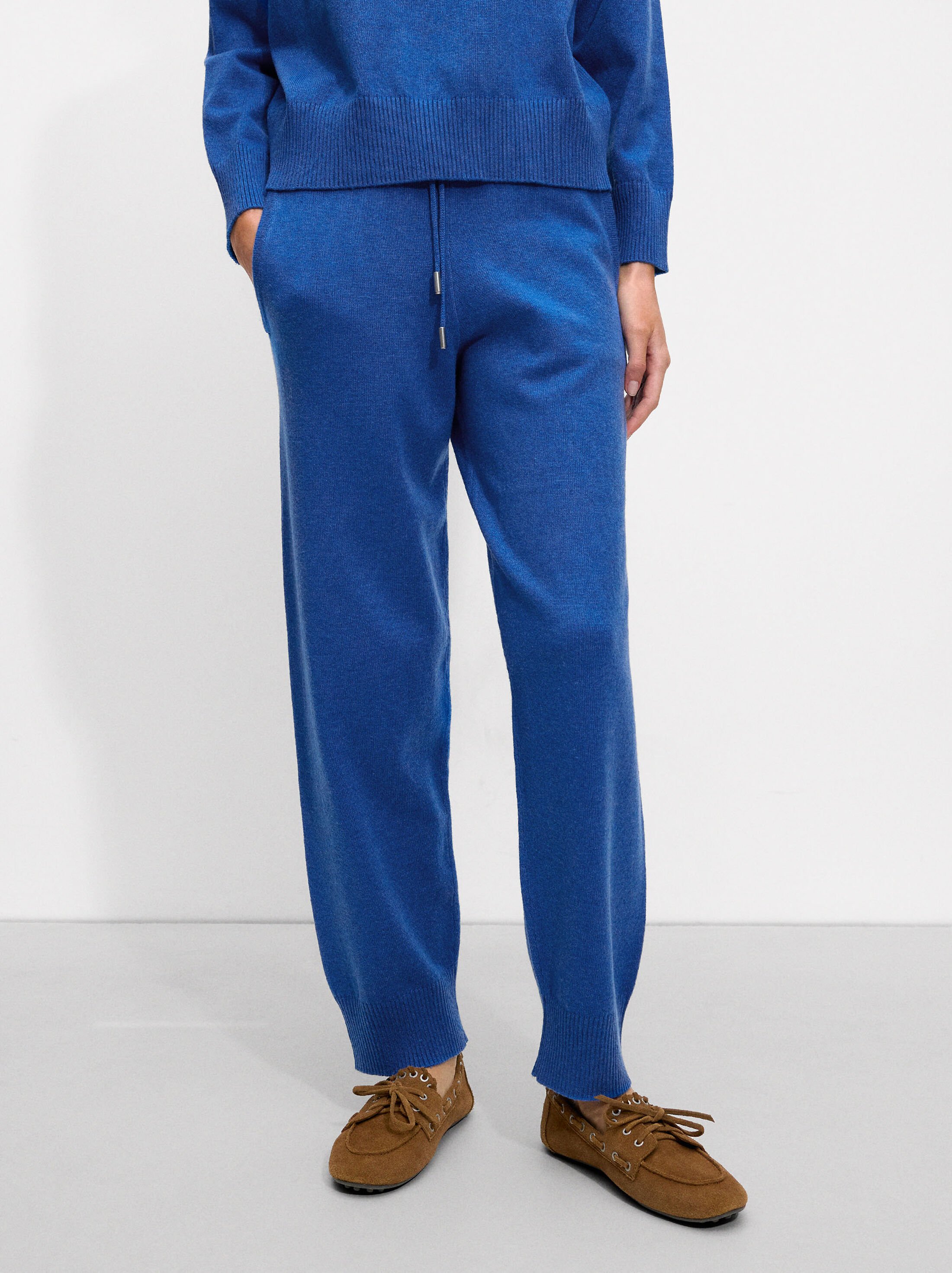 Knit trousers with wool and adjustable waist image number 1.0